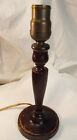 Vintage   Antique Small Turned Solid Wooden Candle Stick Tabletop Lamp
