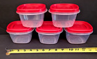 Lot 5 New Rubbermaid 2 Cup Serving Saver Square Container   Easy Find Red Lids
