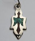 Vintage Navajo Turquoise Sterling Silver Water Bird Wire Hook Pierced Earrings