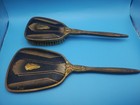 Vintage Gold Tone Plated Vanity Set Brush And Mirror 