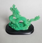 Green Faux Jade Chinese Dragon Statue Feng Shui Figurine Luck Wealth Decor 4 