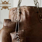 Handcrafted Brown Leather Punching Bag   Heavy Cowhide Boxing   Mma Training Bag