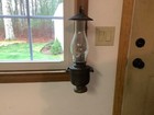19th Century Ships Gimbal Brass Wall Mount Oil Lamp Brackets With Glass Complete