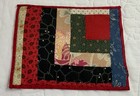 Vintage Antique Patchwork Quilt Table Topper  Log Cabin  Early Calicos  Multi