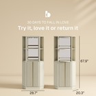 68  Tall Corner Bar Storage Cabinet W  Rotating Wine Rack  White Sand