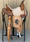 Western Leather Barrel Saddle Rough Out And Floral Tooled Tack Set And Free Ship