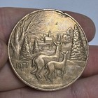 1971 Christmas Village And Deer Medal 38mm Coin Token Holiday