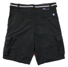 Phat Farm Mens Belted Cargo Shorts 30 Classic Fit Flat Front Zip Fly Pant Black