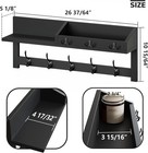 26 57  Wood Wall Coat Rack Shelf Hooks Mail Key Organizer Black