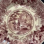 Antique 19thc Davenport Chinese Pastime Red Transferware Staffordshire Plate 6   