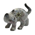 Vintage Chinese Cat White Cloisonne Copper Brass Enamel Figurine Statue 4  Rare