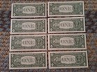  8  Consecutive  1 Federal Reserve Notes  crisp Unc  B Ny 2003 One Dollar Bill