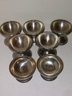 Set Of 7 Silver Plated Metal Desert Ice Cream Cup Pedestal Footed Bowl Dish
