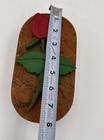 Vintage Hand Carved Wood Jewelry Box Tulip Floral Lid Rustic Folk Art