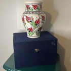 Iznik Desing Kutahya Handmade Vintage Floral Red Tulip Pottery Vase W Velvet Box