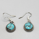 Navajo Kingman Turquoise Round Nugget Sterling Silver Earrings Eb98
