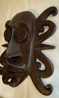 Vtg Asian Folk Art Carved Painted Wooden Mask 