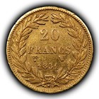 1834-w France 20 Francs Gold Coin - Louis Philippe I -  1867 Agw - Sku-g5311