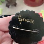 Set Of 2 Russian Hand Painted   Hand Signed Brooches Vintage 
