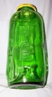 Vintage Green Glass Refrigerator Juice water Bottle W lid- 9 1 4 Inches Tall