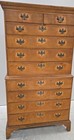 Early Two Piece Tiger Maple Two Over Eight Drawer Chest On Chest 19thc