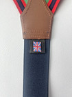 Taggs Ltd Edition 40mm Rigid Barathea Braces Red Green Blue Stripe Black Leather