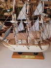 Vintage Wood Model Ship Clipper Xix Siecle Cloth Sail Boat Wooden 9 5 x 8  Box Y