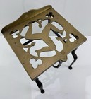 Antique Brass And Cast Iron Fireplace Kettle Pot Trivet Stand Footman Victorian