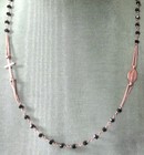 Vintage Sterling Silver   Beaded Rosary Necklace 18  Gold Vermeil Dyadema Italy