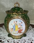Austria Porcelain Hand Painted 8    Biscuit Cookie Jar Antique Carl Tielsch Style