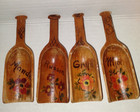 4 Antique Miniature Hand Painted Carved Wood Wooden Grain Flower Tea Sugar Scoop