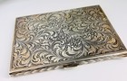Antique 800 Silver Cigarette Case 197g     Hand Engraved Acanthus  Gilt Interior