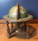 Vintage Old World Globe Wooden Stand Rotating Zodiac Signs Made In Japan