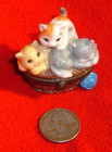 3 Kittens On Yarn Basket Hinged Trinket Box Porcelain Midwest Of Cannon Falls