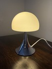 Bauhaus Mcm Table Lamp Creamy Glass Shade Chrome Body Retro Led Warm Light