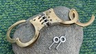 Heavy Duty Handcuffs Gold Double Locking Nylon Sheath Universal Keys Police
