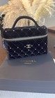 Chanel Beauty Vip Gift Black Quilted Velvet Bag Gold Chain Makeup Box