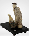 Asian Carved Figurine Of An Old Man W  Dog Figurine