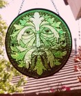 Green Man Suncatcher  Stained Glass Suncatcher  6 Inch  Green Man  Nature Spirit