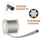 300ft 3 16  Stainless Steel Cable  T316 Stainless Steel Marine Grade 3 16  De   