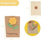Handmade Crochet Rose Birthday Card  3d Greeting Card With Yellow Knitted Flower