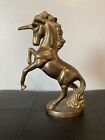 Vintage Solid Brass 7 5 Inch Tall Rearing Unicorn Figurine Statue