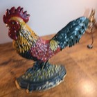Cast Iron Rooster Door Stop Hand Painted Vintage Farm House Decor