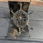 Nautical Cast-iron Set Of Bookends Anchor And Ship Wheel Maritime Boat Coastal 