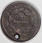 1847 Braided Hair Large Cent     Holed Pre-civil War U s  Copper - Free Shipping