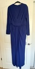Newtadashi Shoji Dress Twist Formal  Size L 3 4 Stretch Maxi Evening Gown Ruched