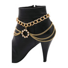 Women Gold Metal Boot Chain Bracelet Shoe Charm Bling Circle Wave Adjustable Fit