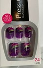 Kiss Press On Nails Manicure Short Dark Purple With Multi Color Accents Square