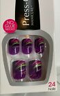 Kiss Press On Nails Manicure Short Dark Purple With Multi Color Accents