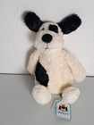 Nwt Jellycat  Bashful Black  Cream Puppy Dog Black Eye Patch 12 plush